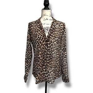EQUIPMENT‎ FEMME Leopard Print Silk Button Down Shirt Small